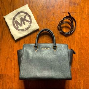 Michael Kors Large Selma Saffiano Leather Satchel, Dust Bag, & Crossbody Strap